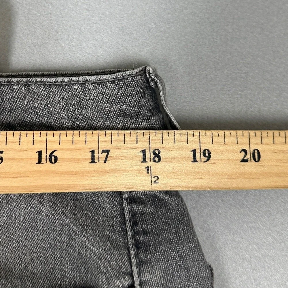 Levis 505 Jeans Mens 38X29 Grey Regular Fit Straight Distressed Stretch Denim